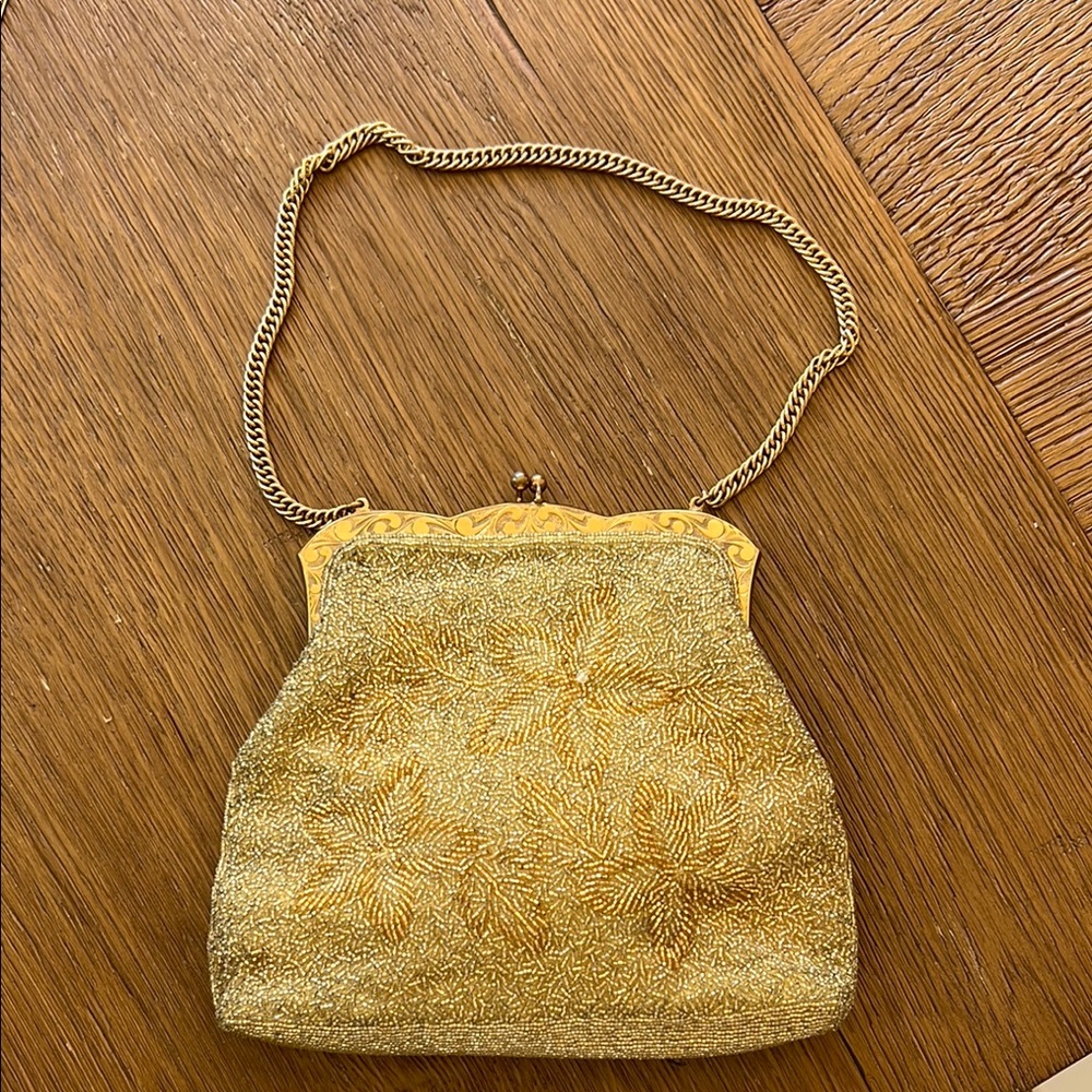 Gold Beaded Evening Bag
